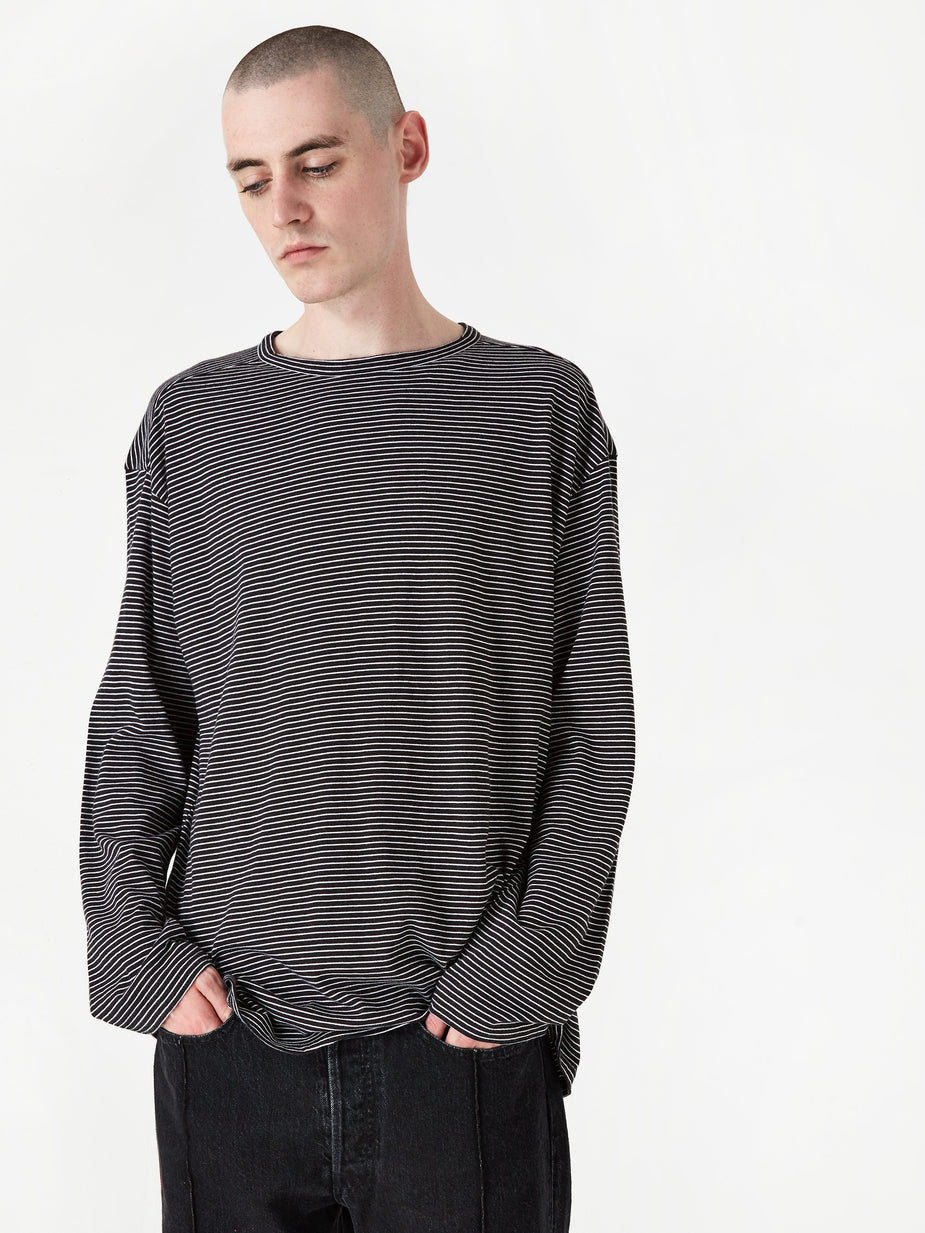 Unused Unused Striped Longsleeve T-Shirt - Black/White - Black