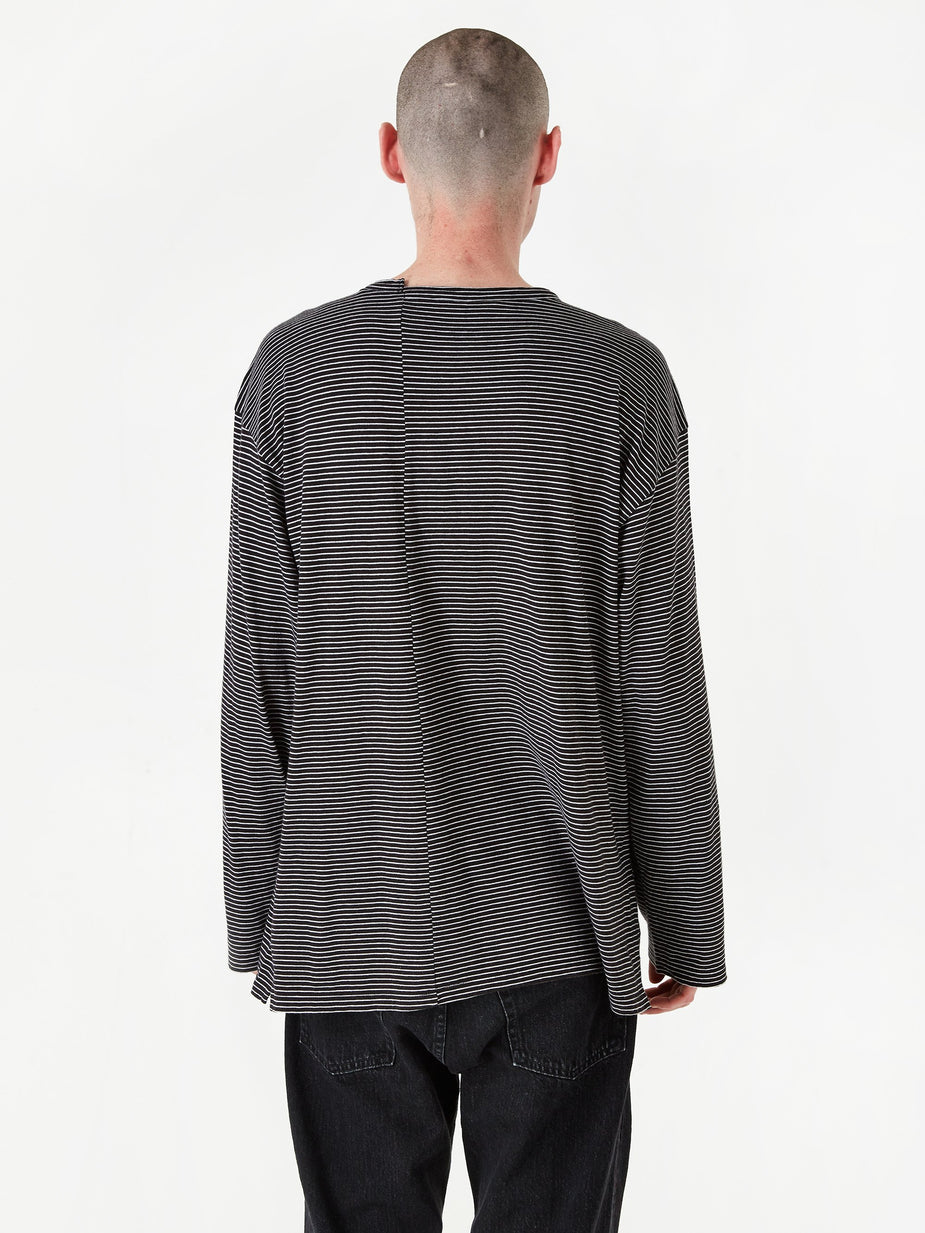 Unused Unused Striped Longsleeve T-Shirt - Black/White - Black
