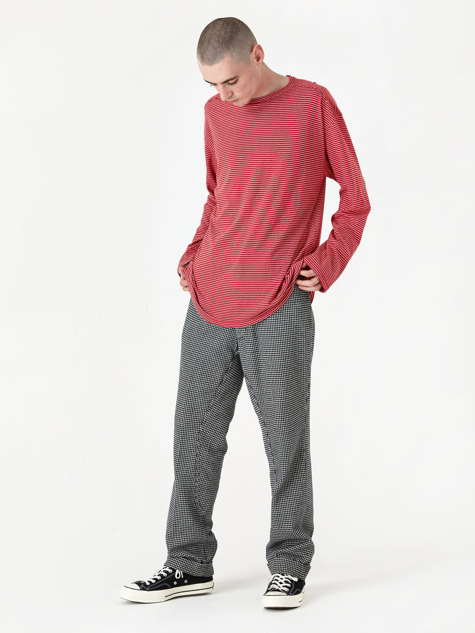 Unused Unused Striped Longsleeve T-Shirt - Red/White - Red