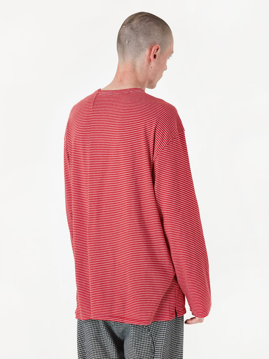 Unused Unused Striped Longsleeve T-Shirt - Red/White - Red