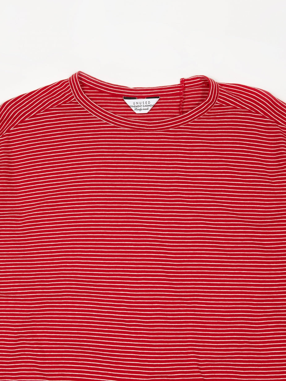 Unused Unused Striped Longsleeve T-Shirt - Red/White - Red