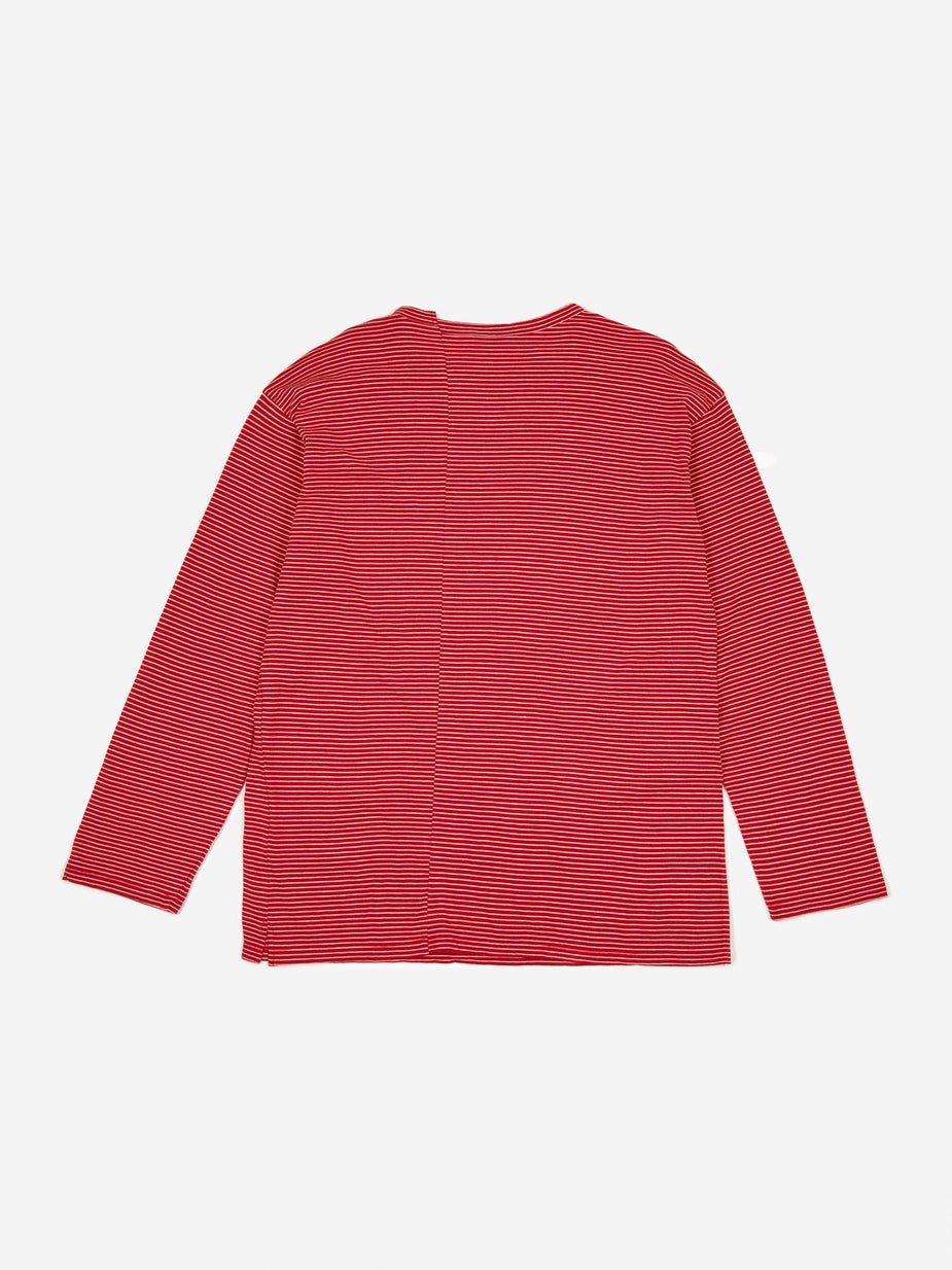 Unused Unused Striped Longsleeve T-Shirt - Red/White - Red