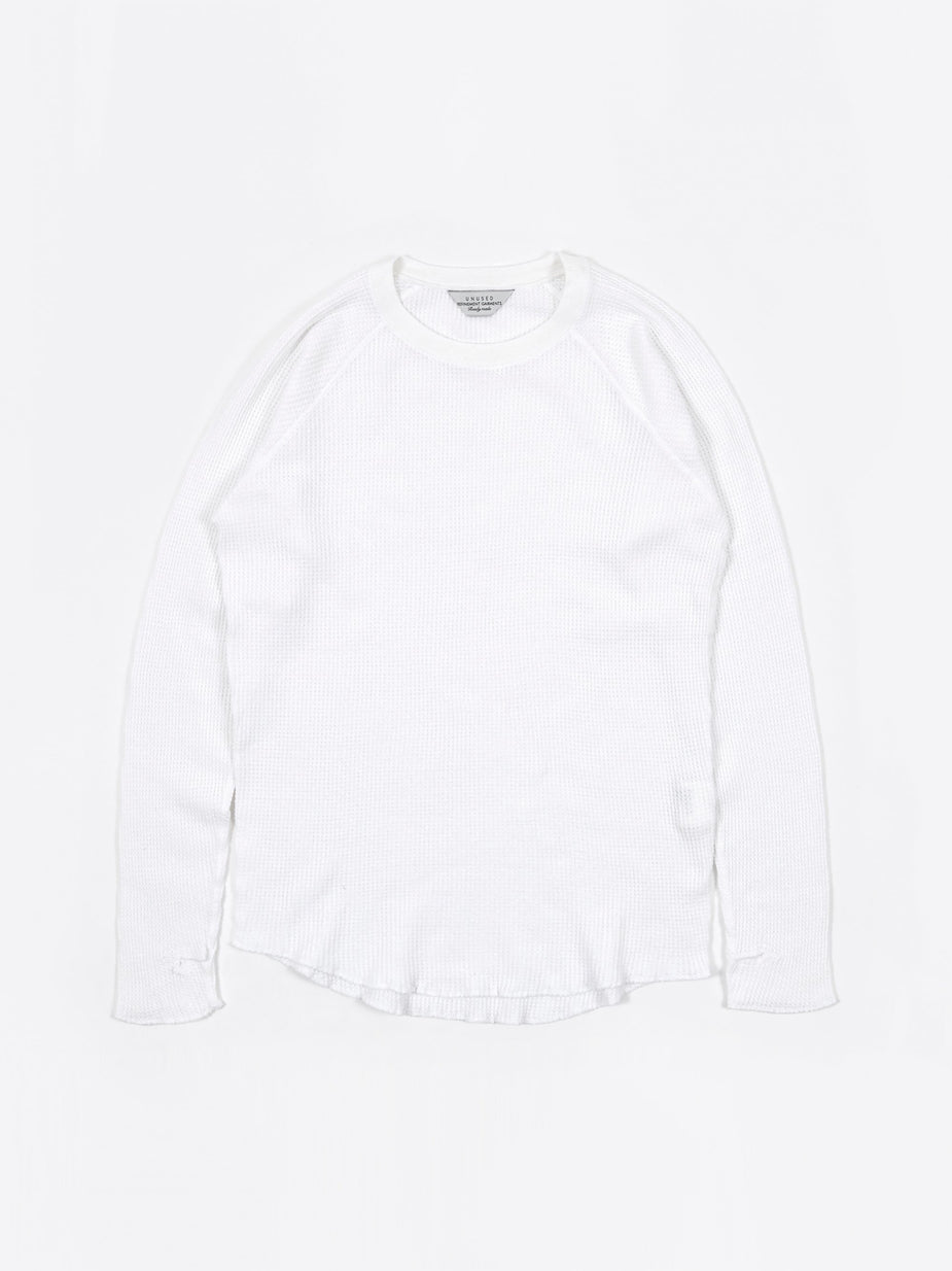 Unused Unused Long Sleeve Waffle T-Shirt - White - White