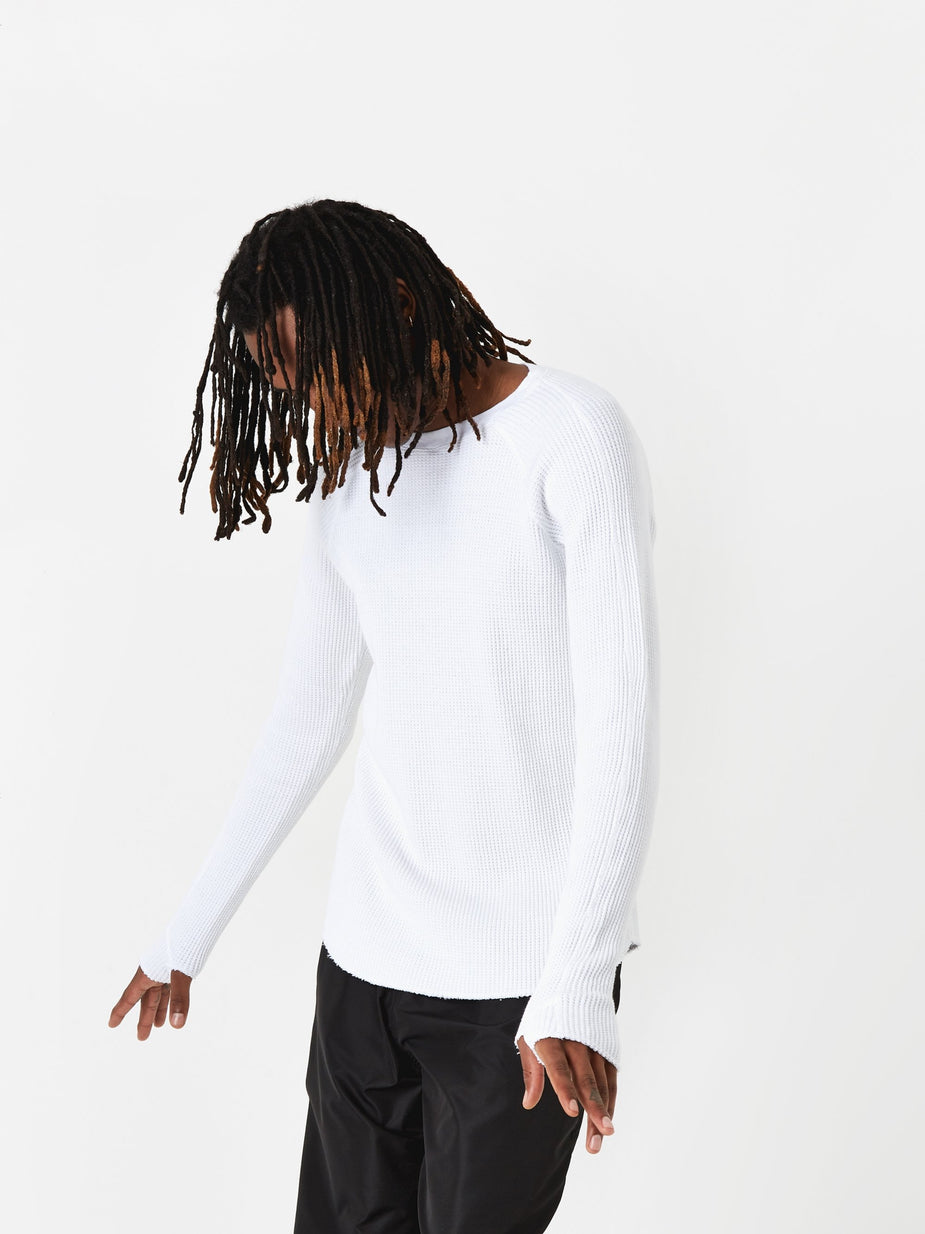 Unused Unused Long Sleeve Waffle T-Shirt - White - White