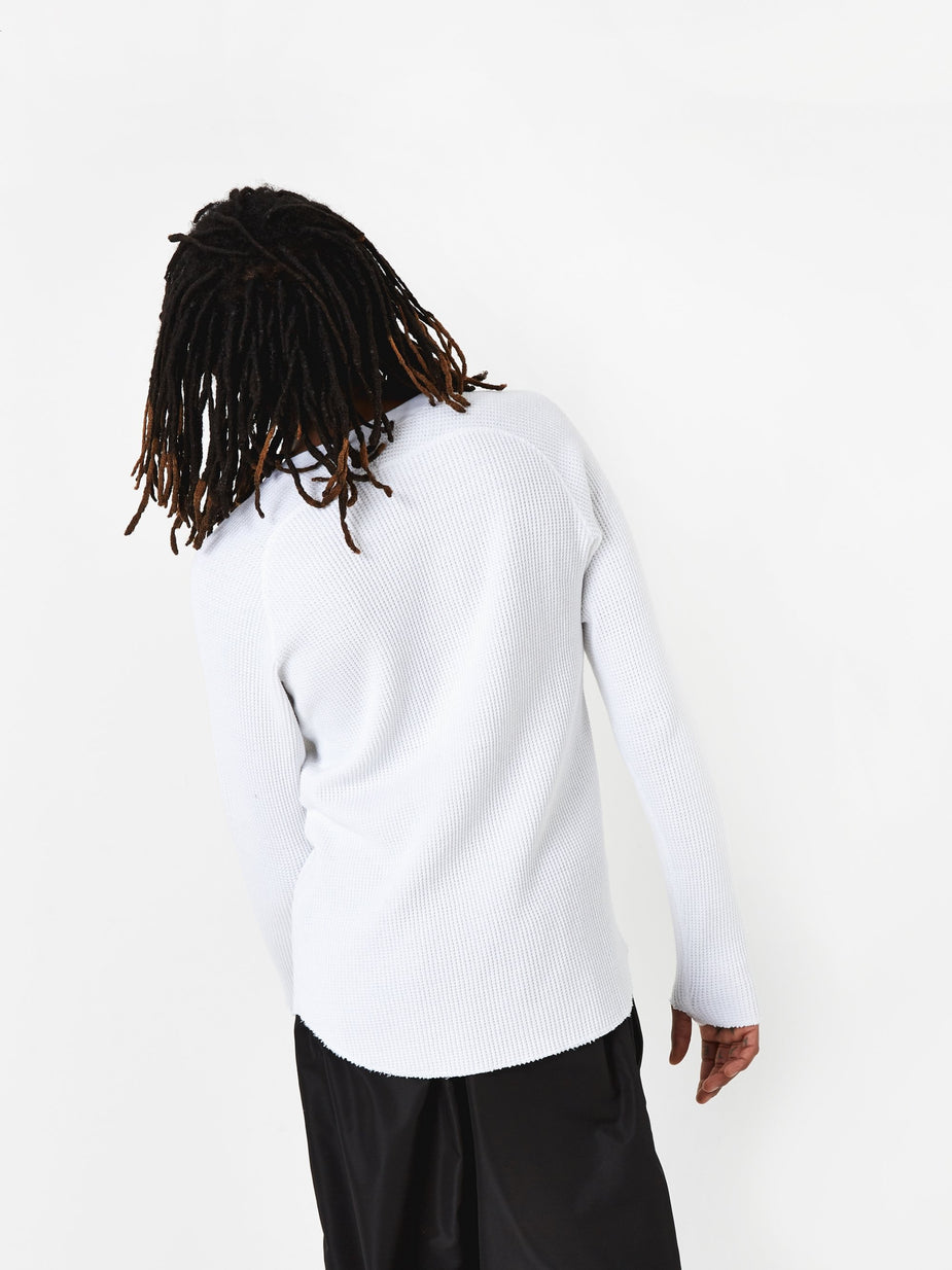 Unused Unused Long Sleeve Waffle T-Shirt - White - White
