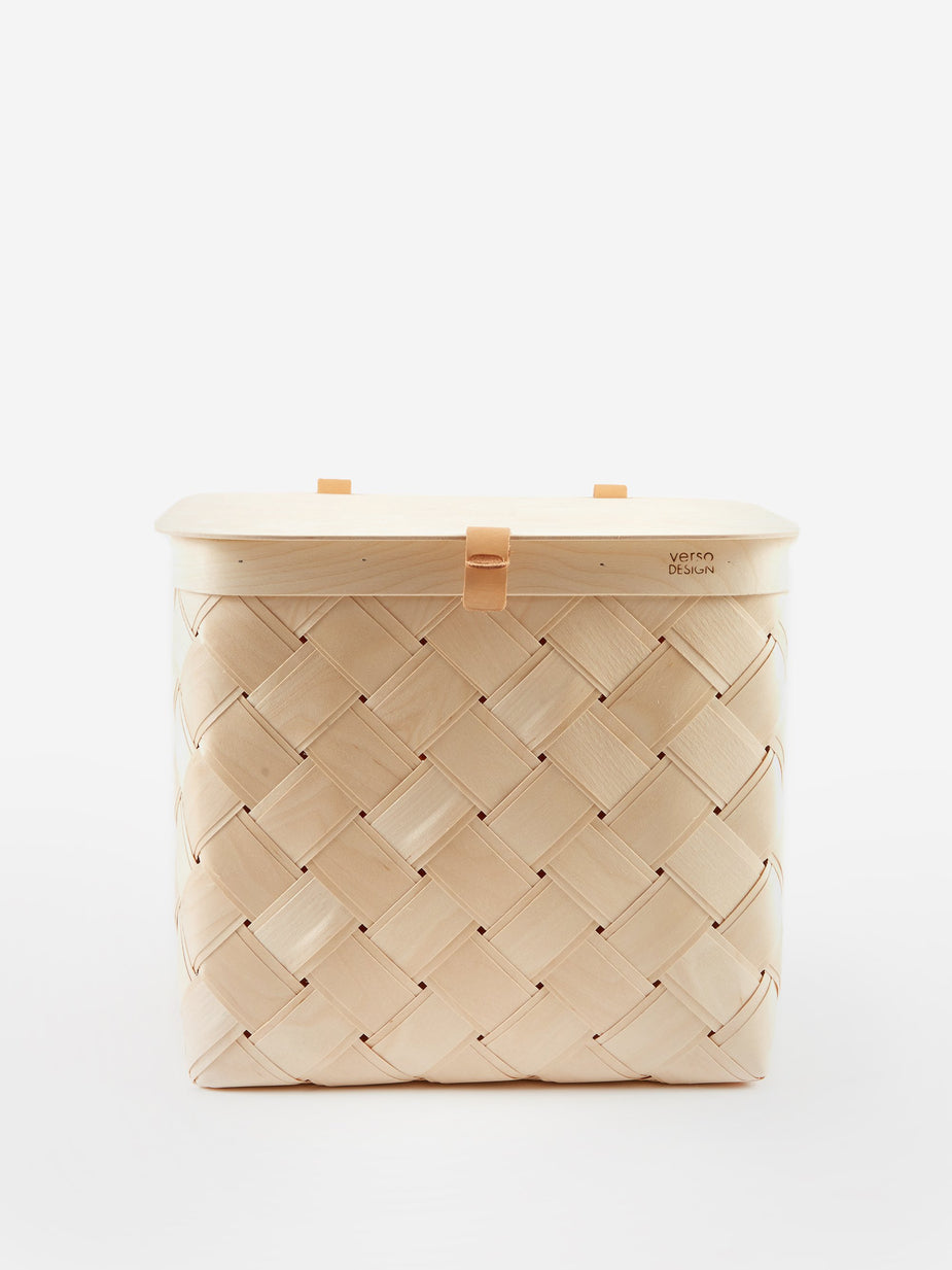 Verso Verso Lastu Birch Basket With Lid - Large - Neutrals