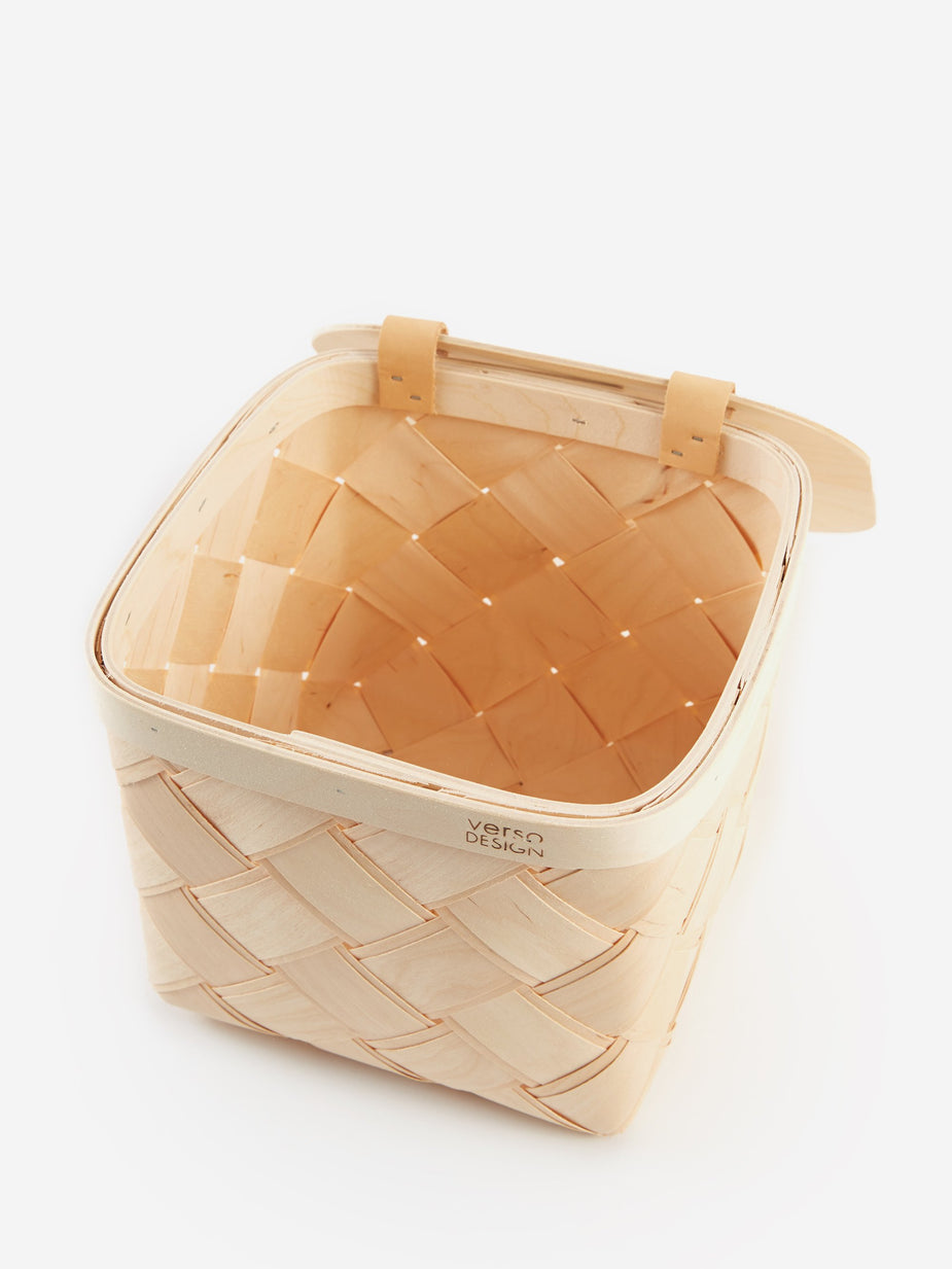 Verso Verso Lastu Birch Basket With Lid - Small - Neutrals