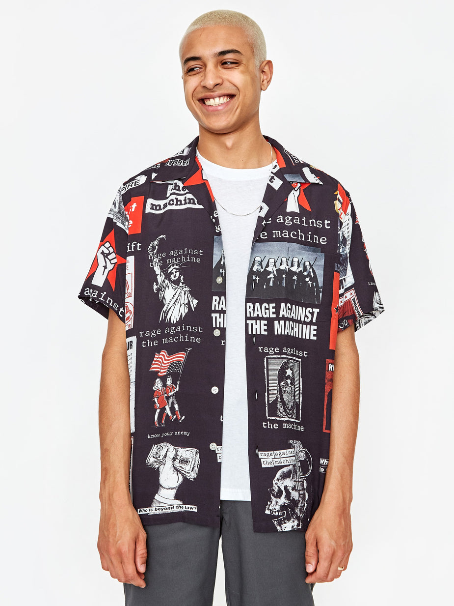 Wacko Maria Wacko Maria Rage Against the Machine Hawaiian Shirt - Black - Black