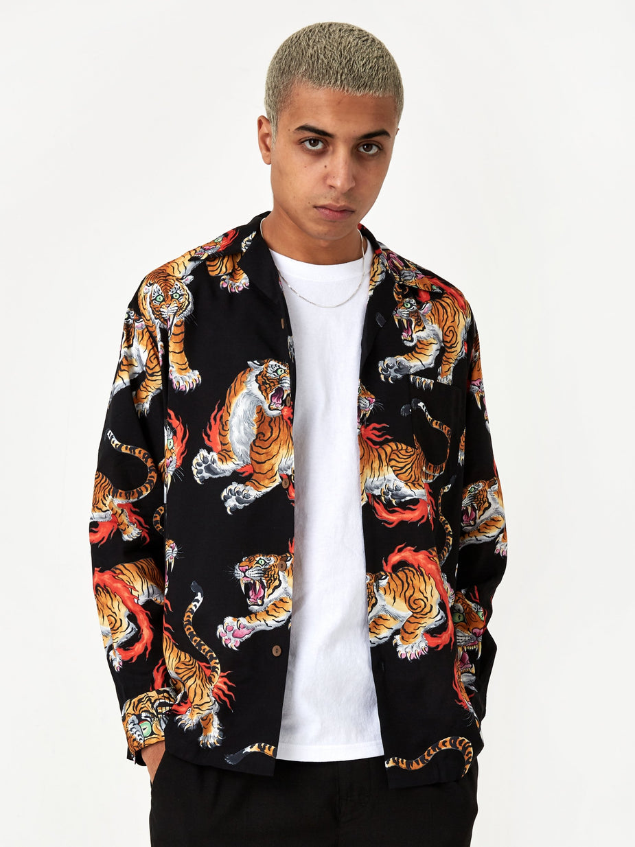 Wacko Maria Wacko Maria x Tim Lehi Longsleeve Hawaiian Shirt (Type 1) - Black - Black