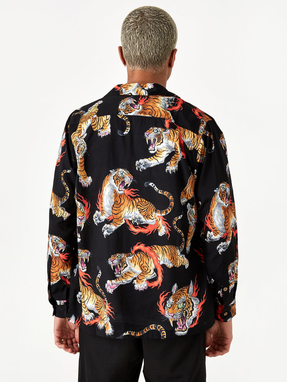 Wacko Maria Wacko Maria x Tim Lehi Longsleeve Hawaiian Shirt (Type 1) - Black - Black