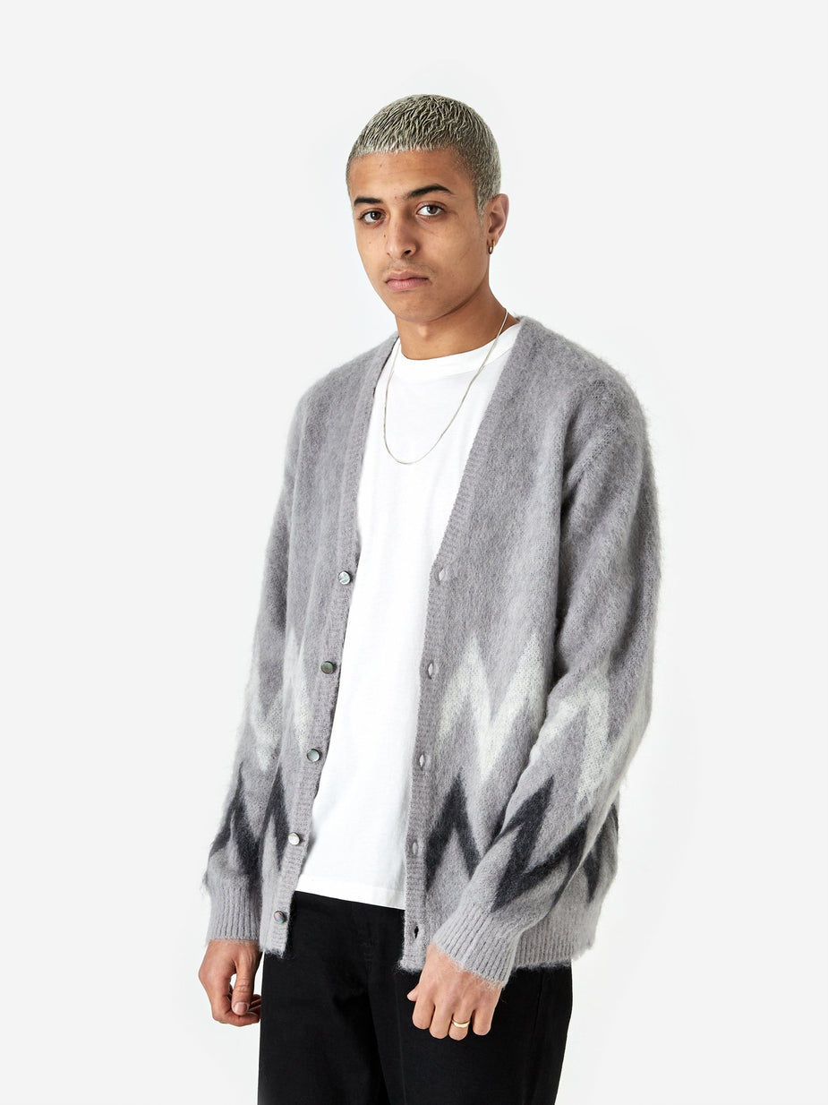 Wacko Maria Wacko Maria Zig Zag Mohair Cardigan - Grey - Grey