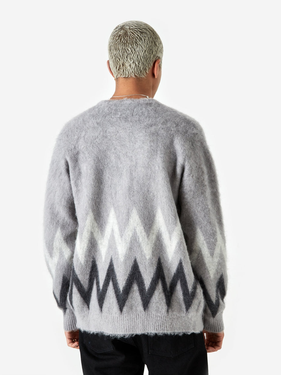 Wacko Maria Wacko Maria Zig Zag Mohair Cardigan - Grey - Grey