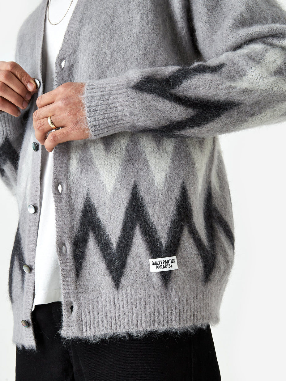 Wacko Maria Wacko Maria Zig Zag Mohair Cardigan - Grey - Grey