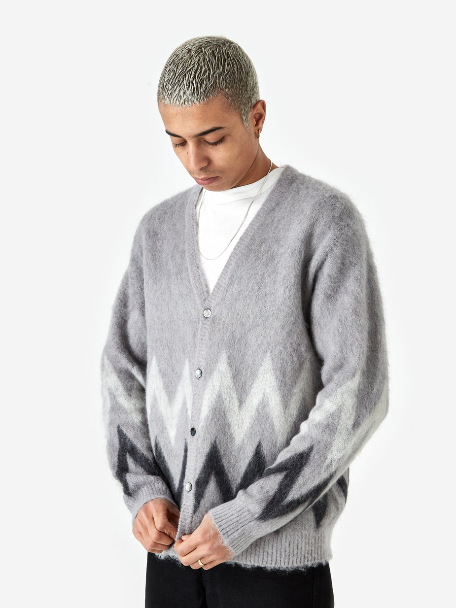 Wacko Maria Wacko Maria Zig Zag Mohair Cardigan - Grey - Grey