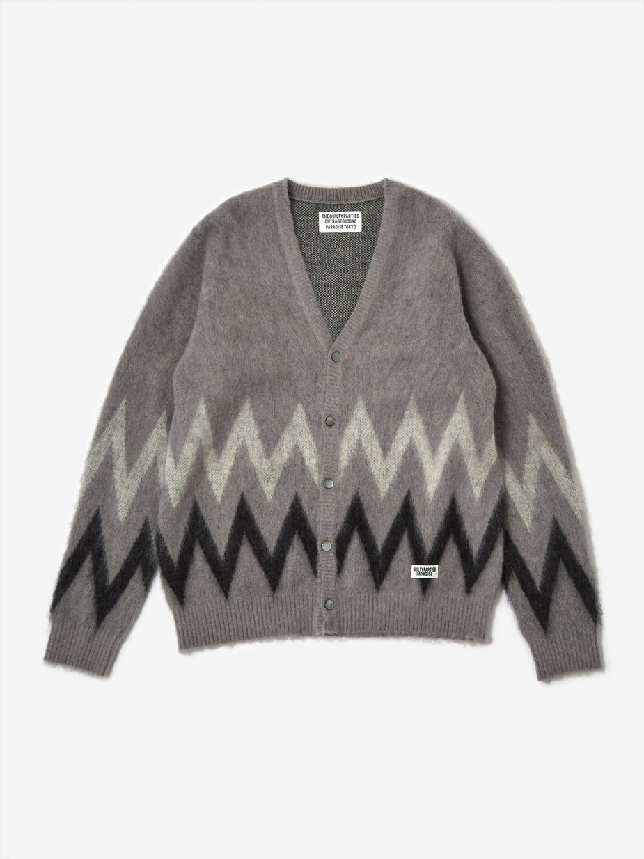 Wacko Maria Wacko Maria Zig Zag Mohair Cardigan - Grey - Grey
