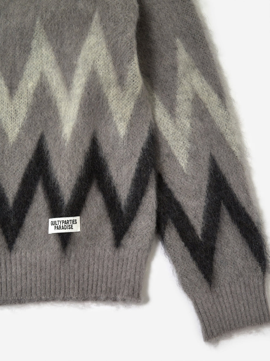 Wacko Maria Wacko Maria Zig Zag Mohair Cardigan - Grey - Grey