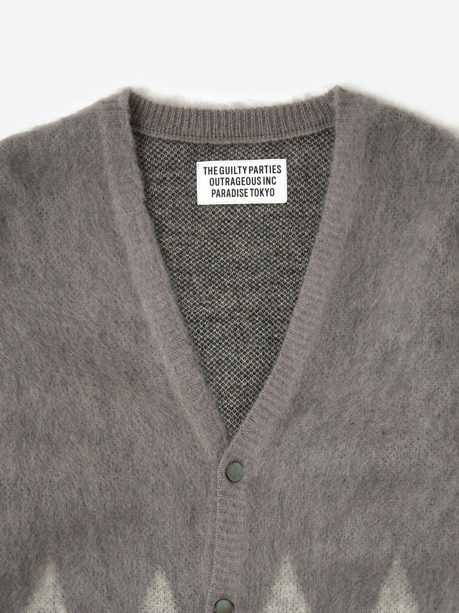 Wacko Maria Wacko Maria Zig Zag Mohair Cardigan - Grey - Grey