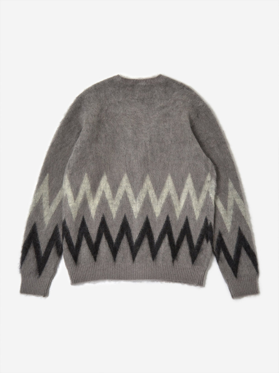 Wacko Maria Wacko Maria Zig Zag Mohair Cardigan - Grey - Grey