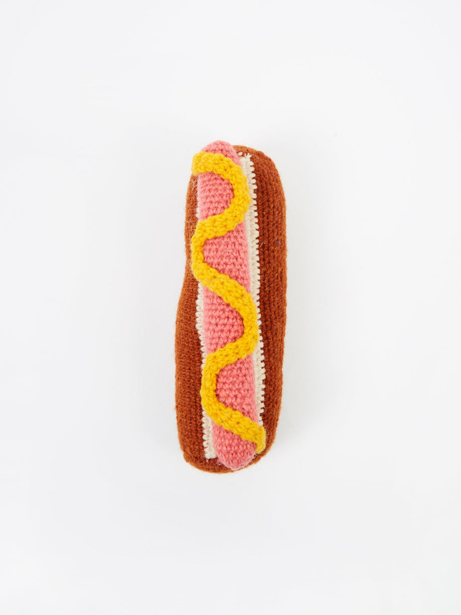 Ware Of The Dog Ware Of The Dog Felted Wool Pet Toy - Hot Dog - Brown