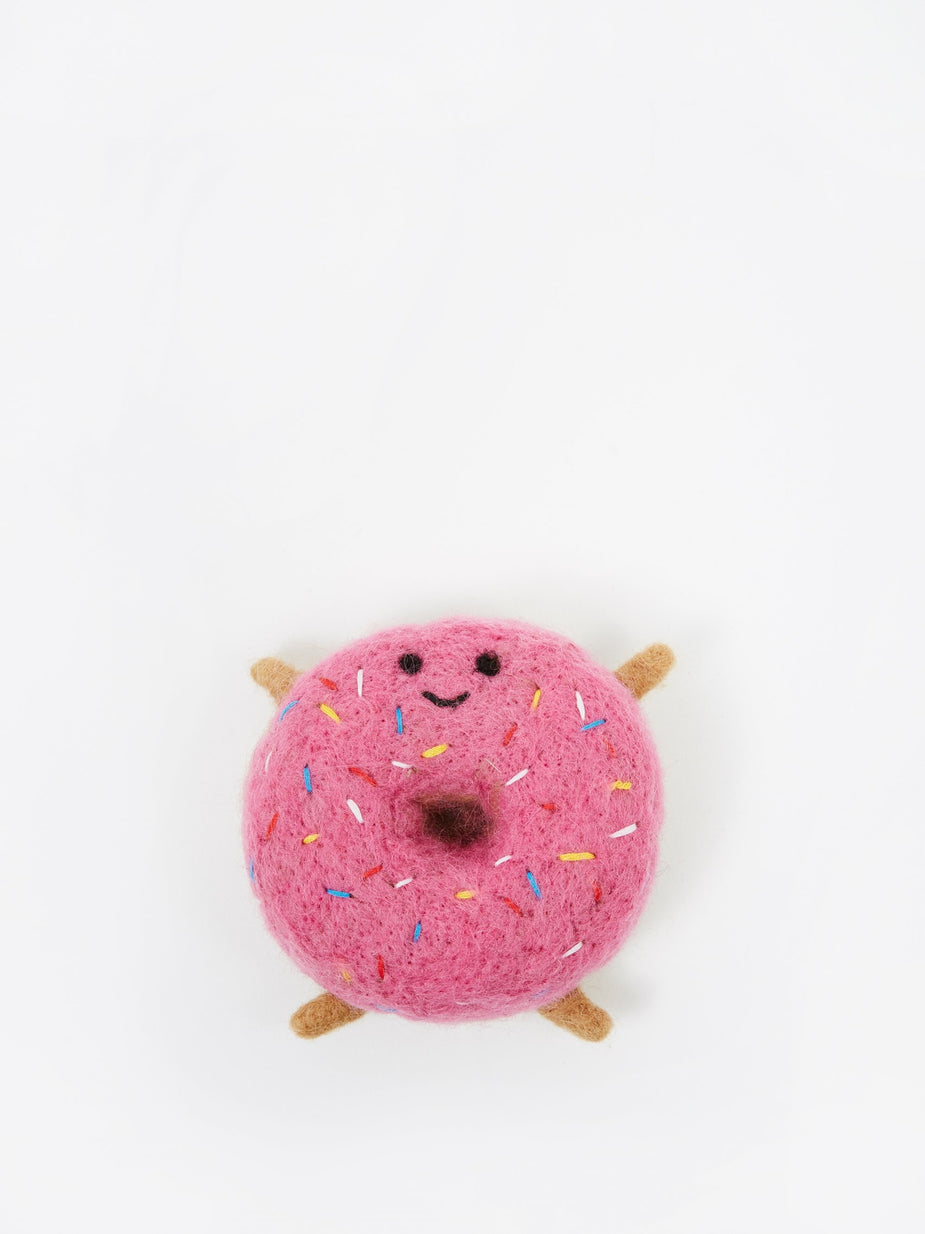 Ware Of The Dog Ware Of The Dog Felted Wool Pet Toy - Strawberry Donut - Pink