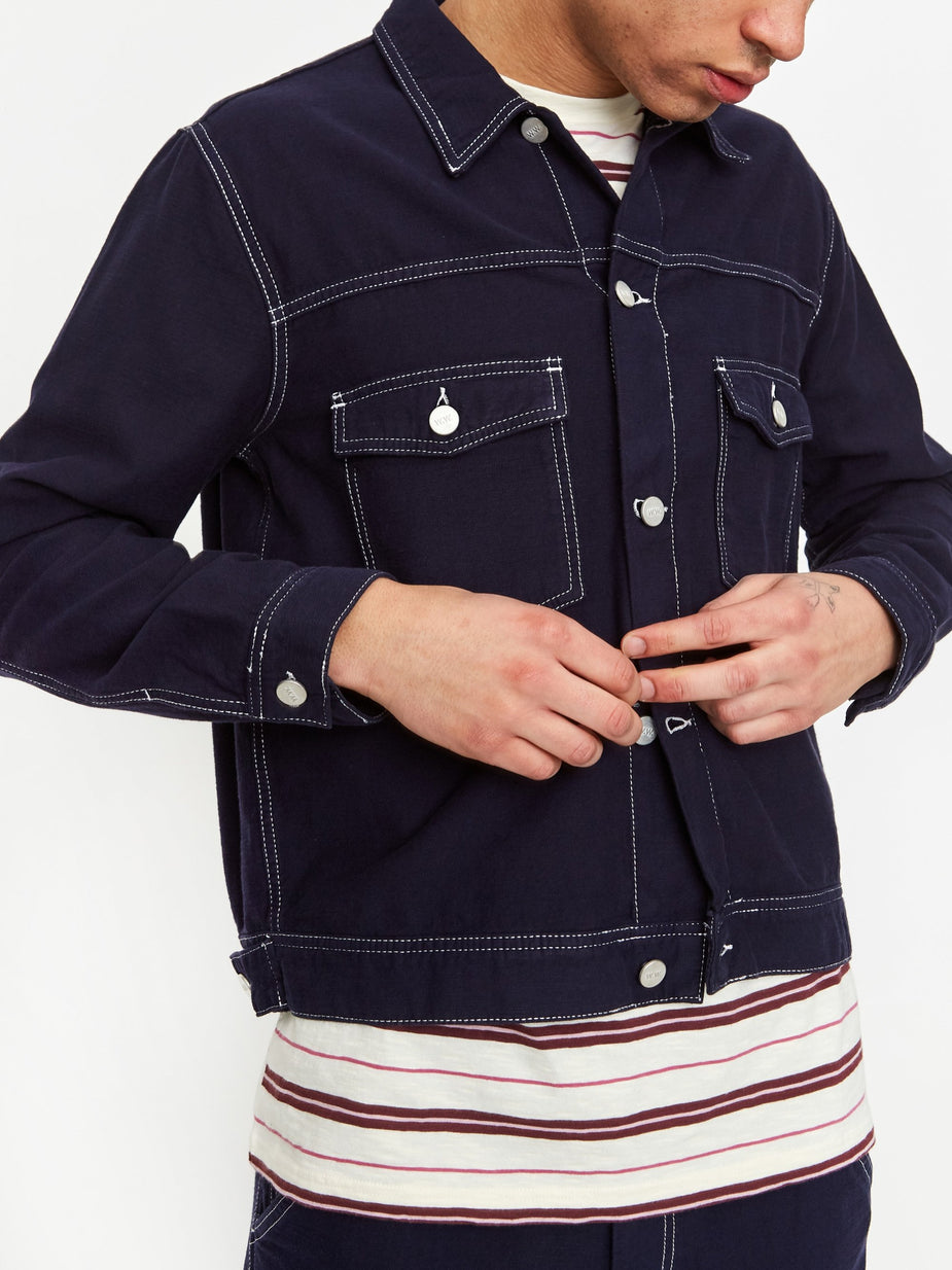 Wood Wood Wood Wood Cam Jacket - Navy - Blue