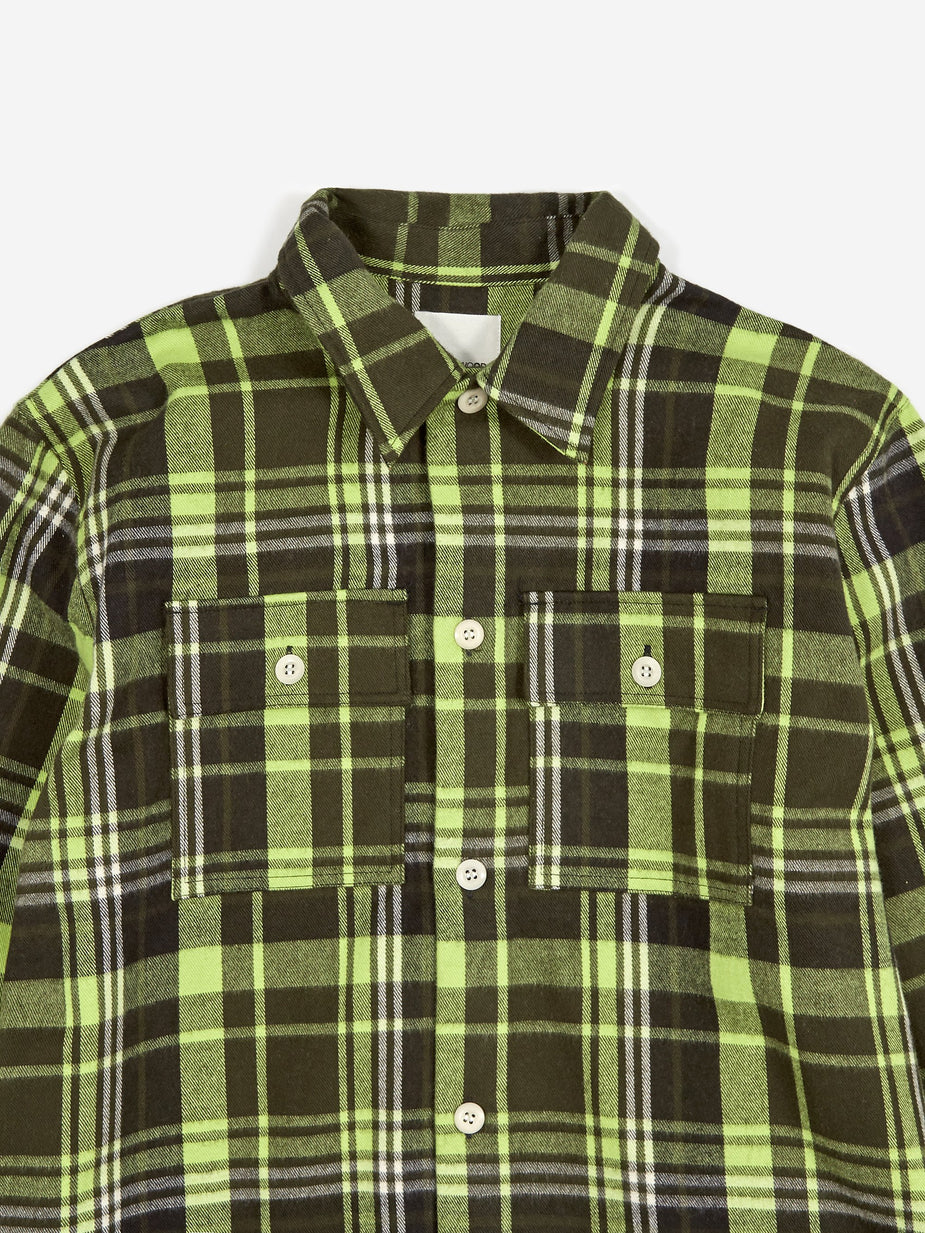 Wood Wood Wood Wood Franco Shirt - Green Check - Green