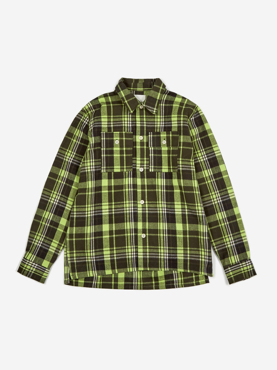 Wood Wood Wood Wood Franco Shirt - Green Check - Green