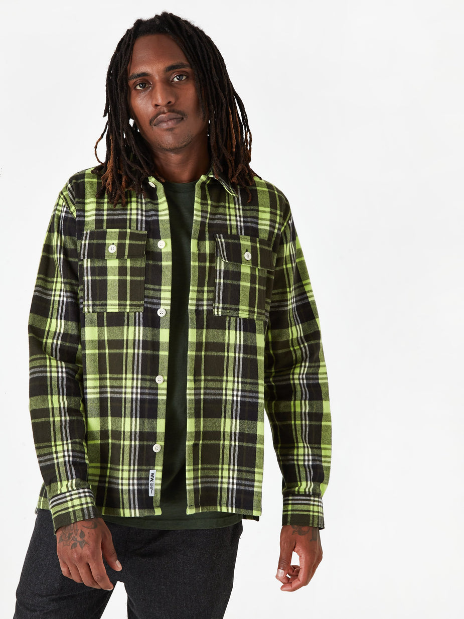 Wood Wood Wood Wood Franco Shirt - Green Check - Green