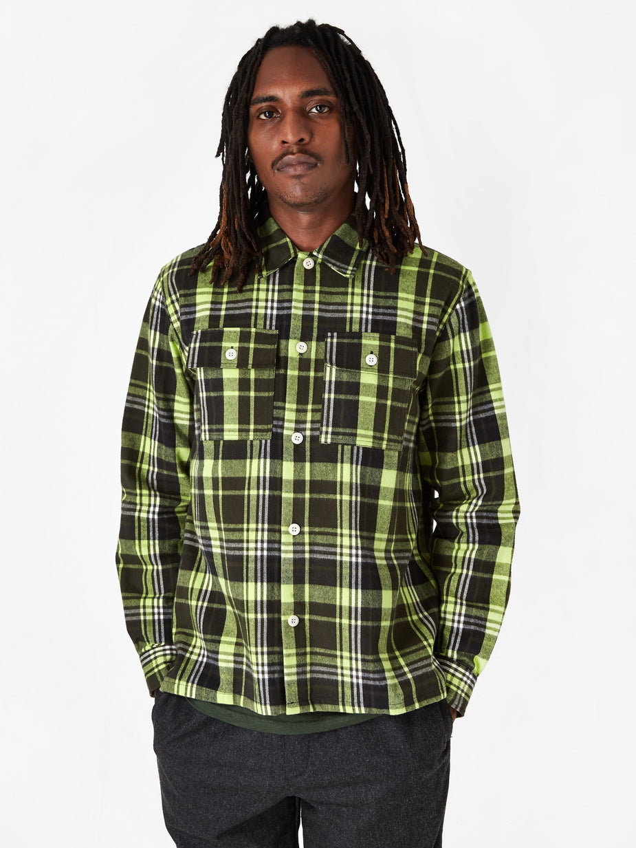 Wood Wood Wood Wood Franco Shirt - Green Check - Green