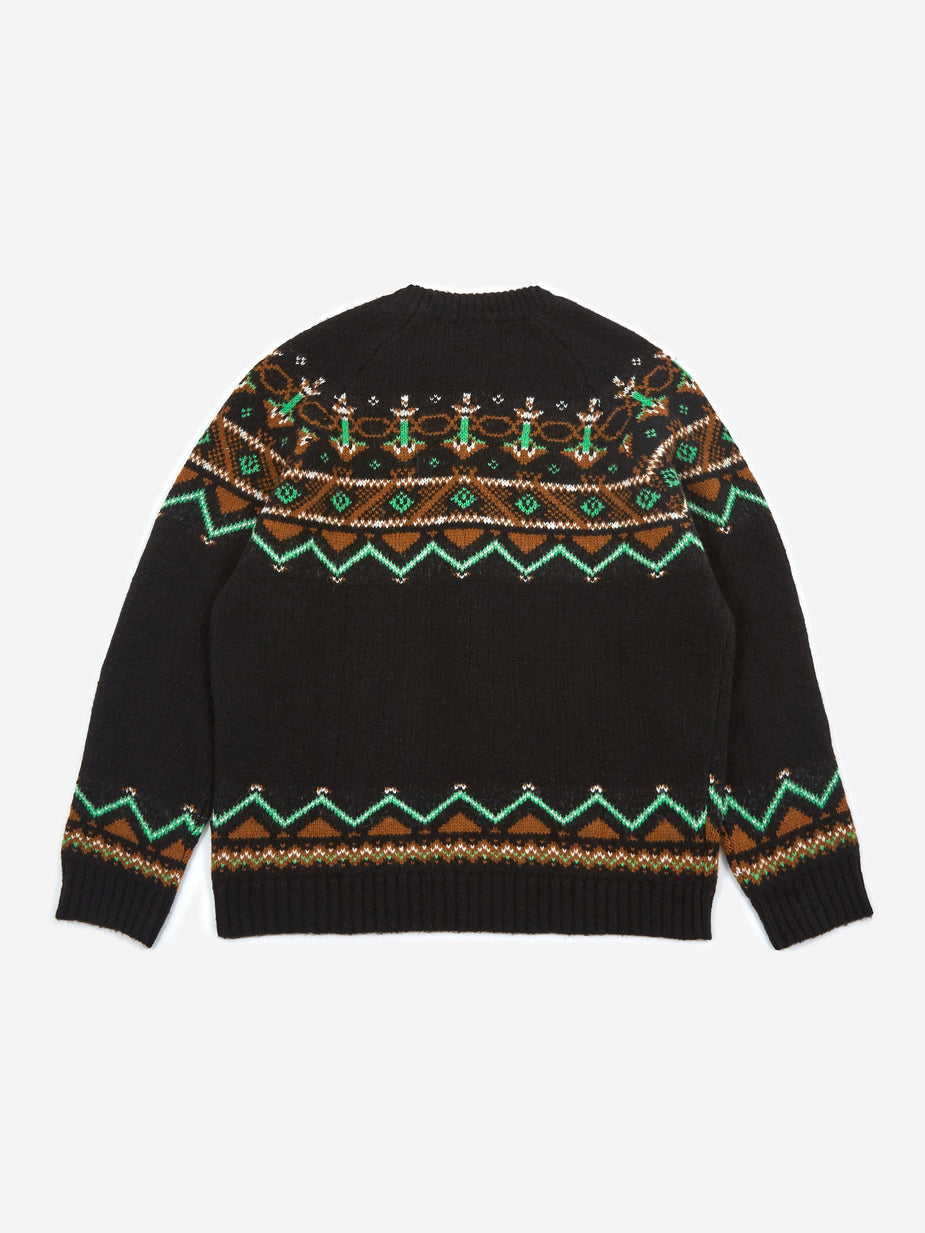 Wood Wood Wood Wood Gunther Sweater - Black Jacquard - Black