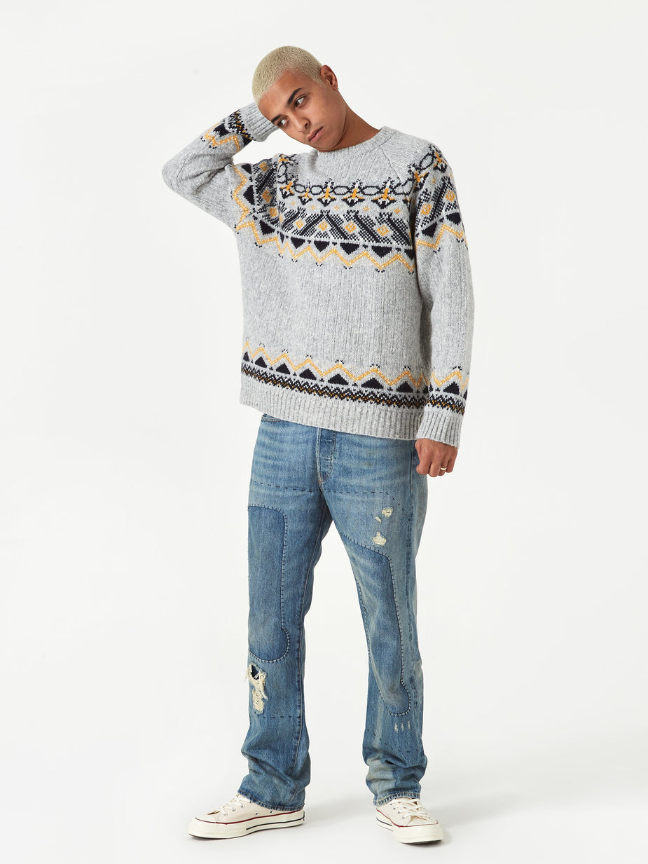 Wood Wood Wood Wood Gunther Sweater - Grey Jacquard - Grey