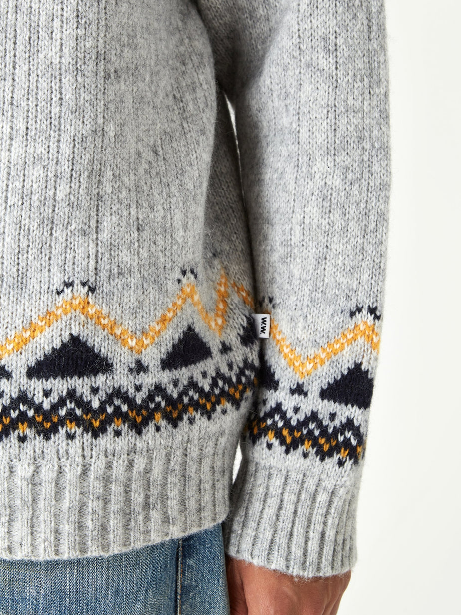 Wood Wood Wood Wood Gunther Sweater - Grey Jacquard - Grey