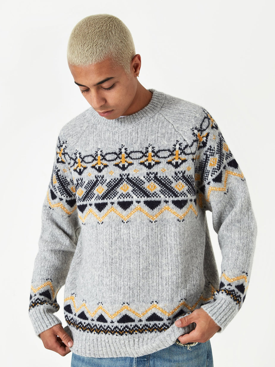 Wood Wood Wood Wood Gunther Sweater - Grey Jacquard - Grey