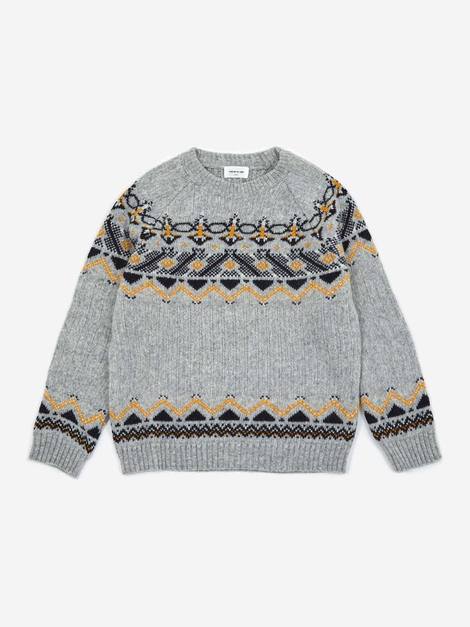 Wood Wood Wood Wood Gunther Sweater - Grey Jacquard - Grey