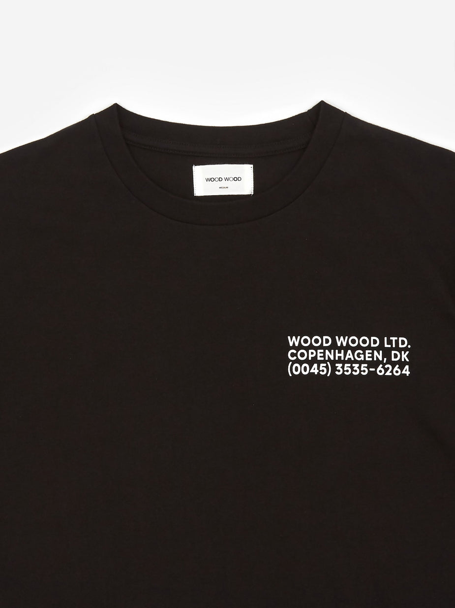 Wood Wood Wood Wood Info T-Shirt - Black - Black