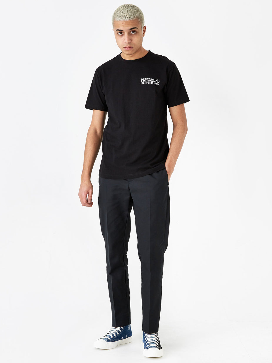 Wood Wood Wood Wood Info T-Shirt - Black - Black