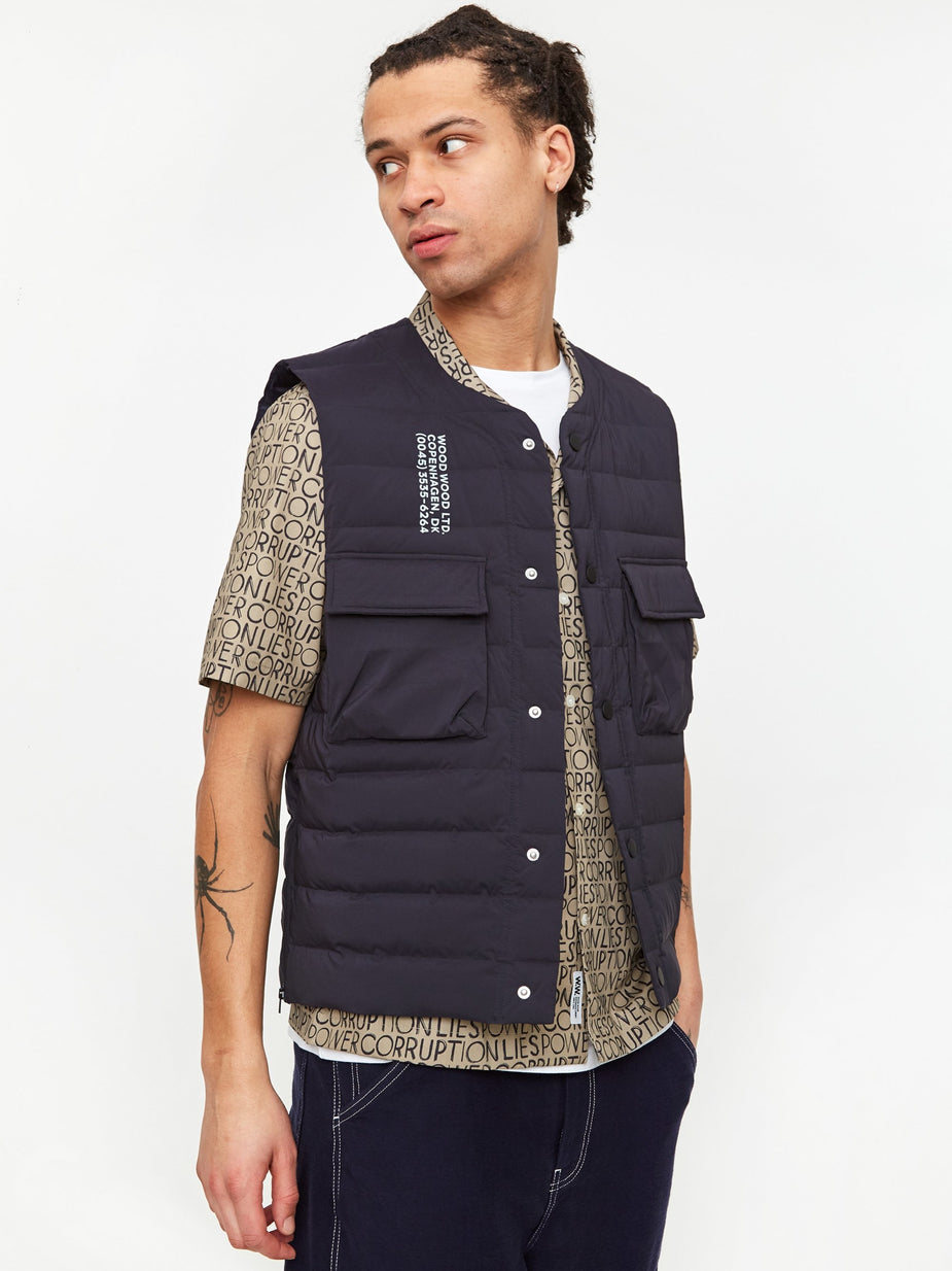 Wood Wood Wood Wood Kelvin Light Padded Vest - Navy - Blue