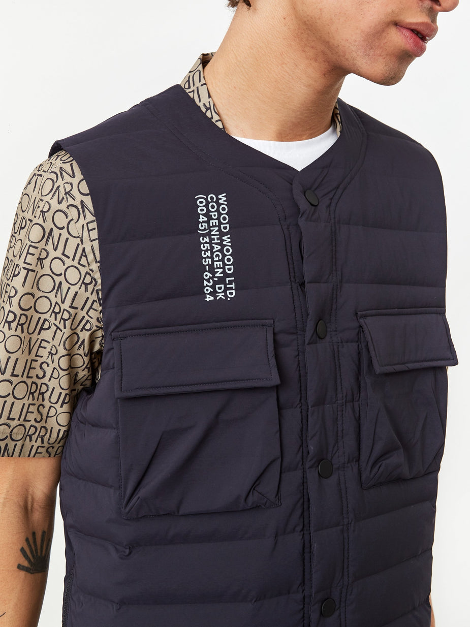 Wood Wood Wood Wood Kelvin Light Padded Vest - Navy - Blue