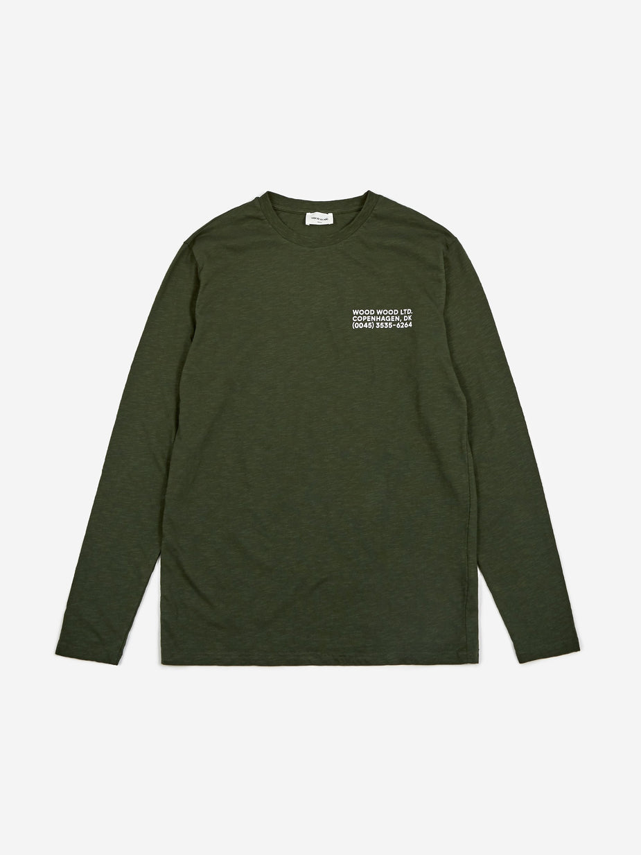 Wood Wood Wood Wood Peter Longsleeve T-Shirt - Dark Green - Green
