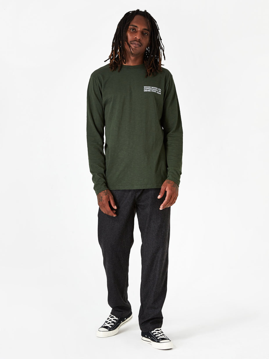 Wood Wood Wood Wood Peter Longsleeve T-Shirt - Dark Green - Green