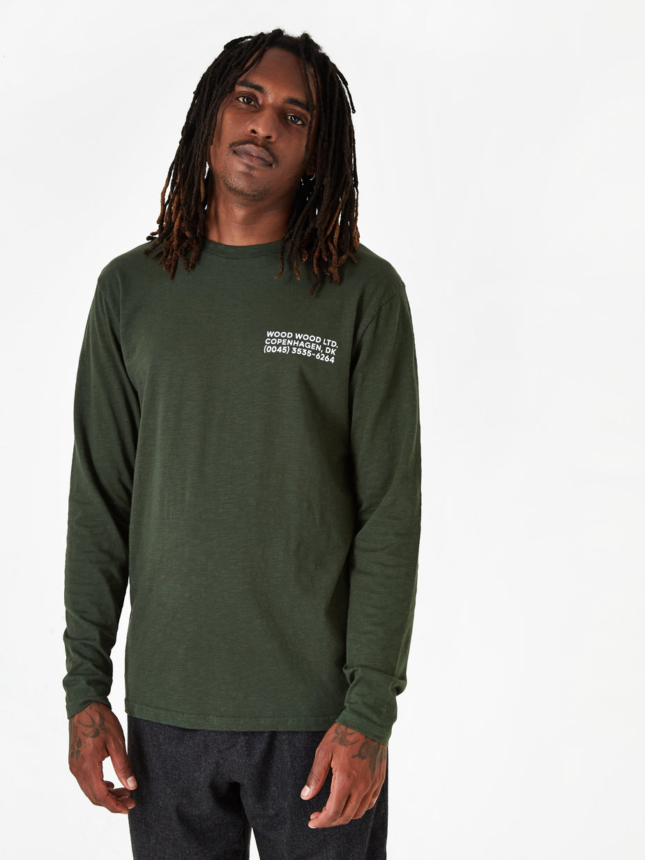 Wood Wood Wood Wood Peter Longsleeve T-Shirt - Dark Green - Green