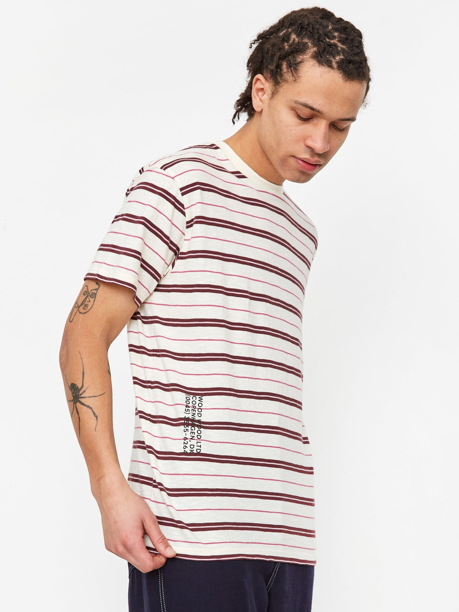 Wood Wood Wood Wood Slater T-Shirt - Off White Stripe - White