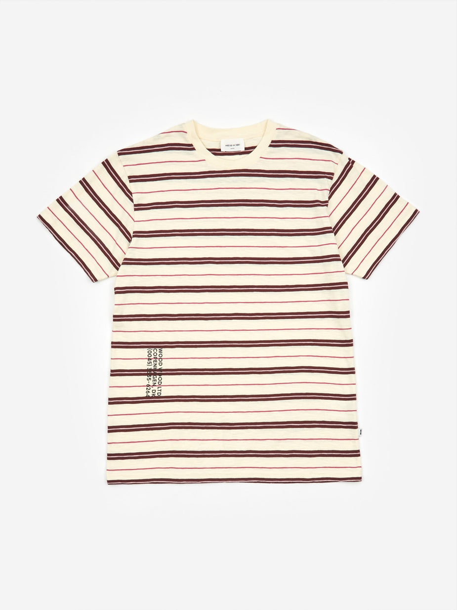 Wood Wood Wood Wood Slater T-Shirt - Off White Stripe - White