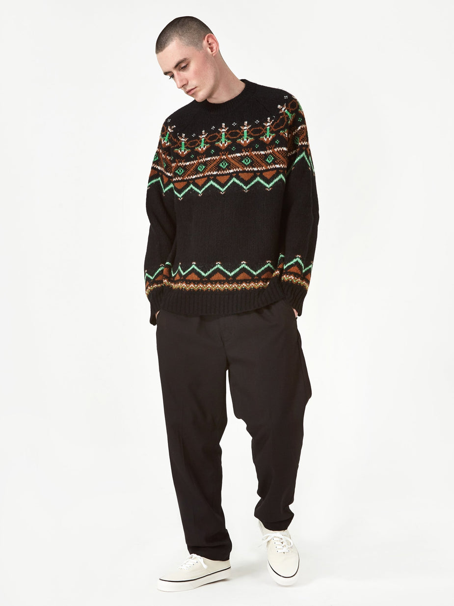 Wood Wood Wood Wood Gunther Sweater - Black Jacquard - Black