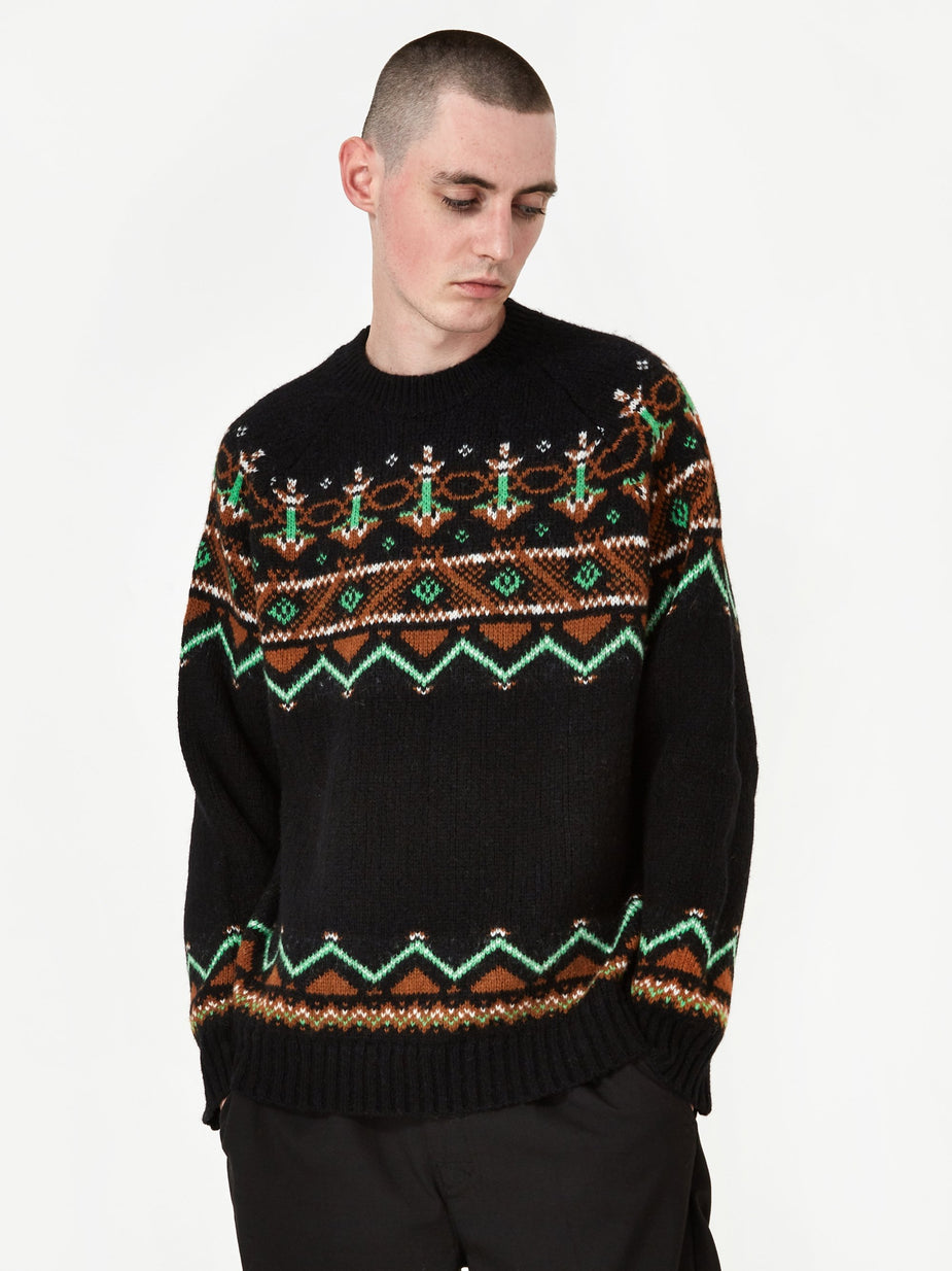 Wood Wood Wood Wood Gunther Sweater - Black Jacquard - Black