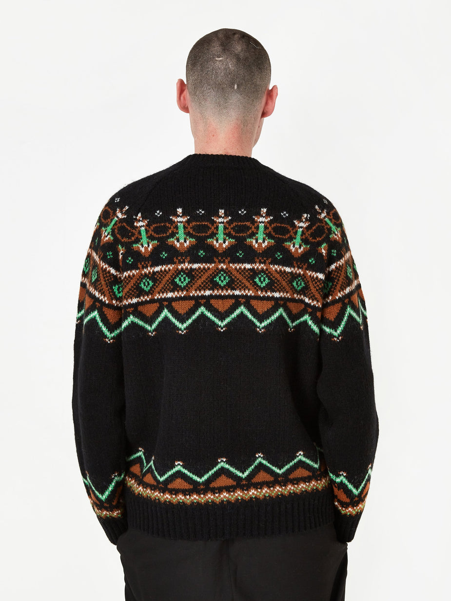 Wood Wood Wood Wood Gunther Sweater - Black Jacquard - Black