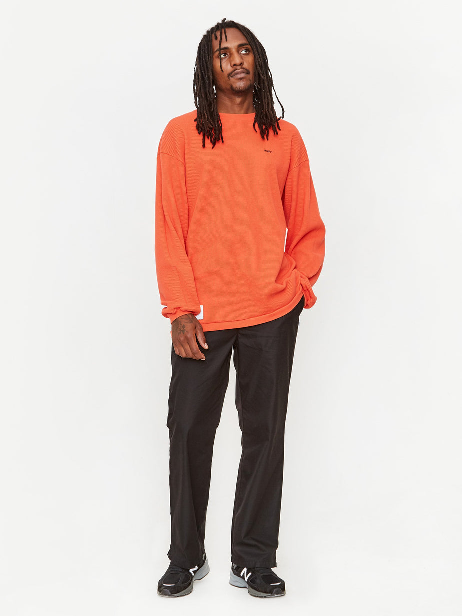 WTAPS WTAPS Waffle Longsleeve T-Shirt - Orange - Orange