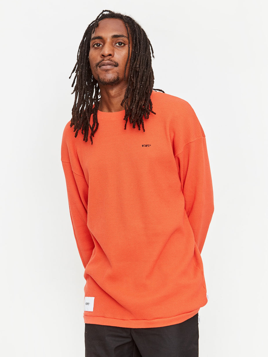 WTAPS WTAPS Waffle Longsleeve T-Shirt - Orange - Orange