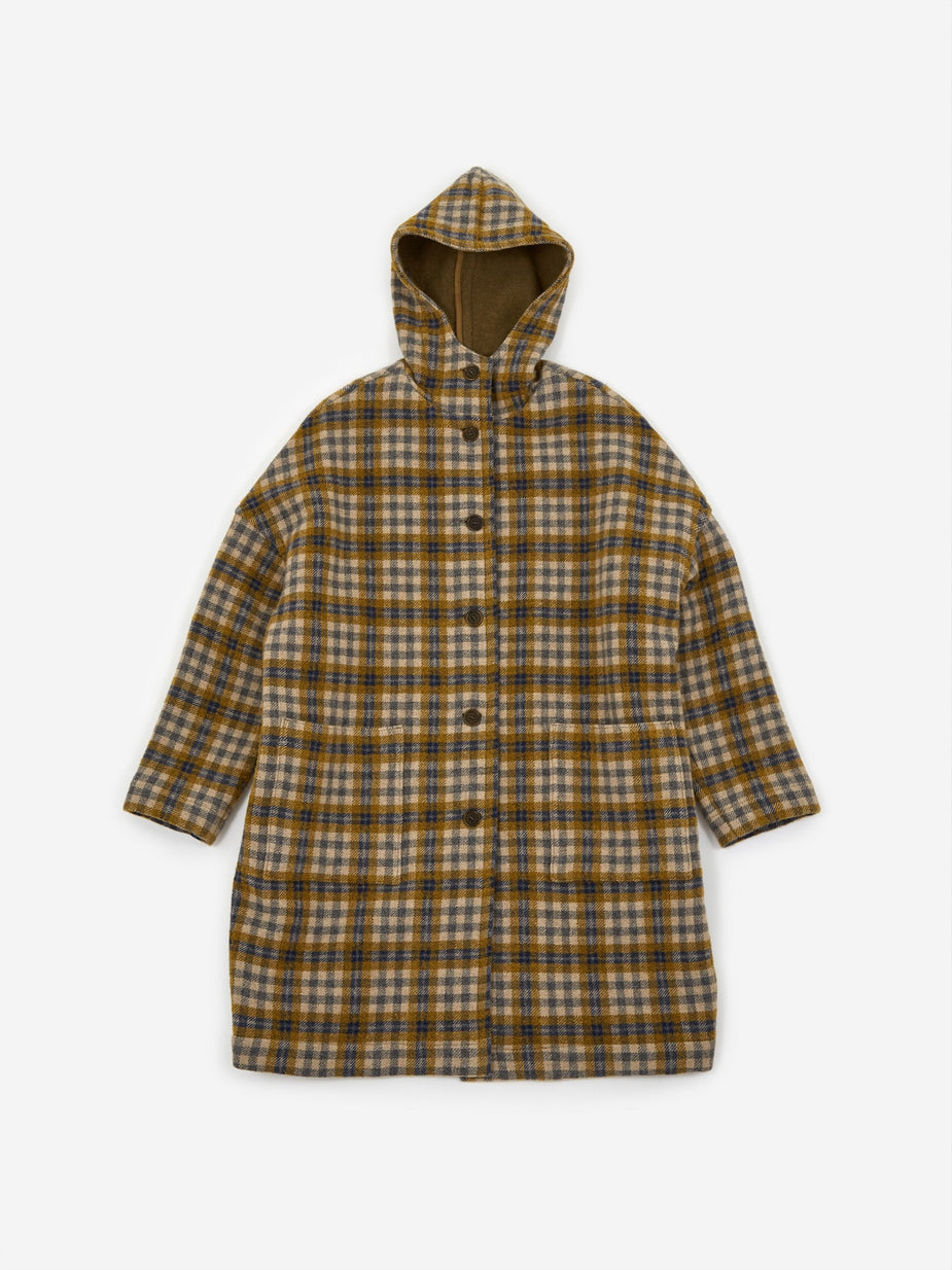 YMC YMC Cocoon Hood Coat - Olive Check - Green