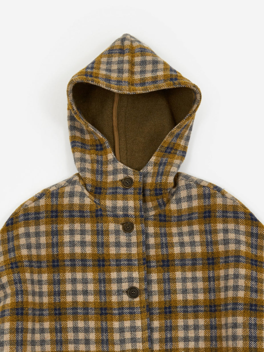 YMC YMC Cocoon Hood Coat - Olive Check - Green